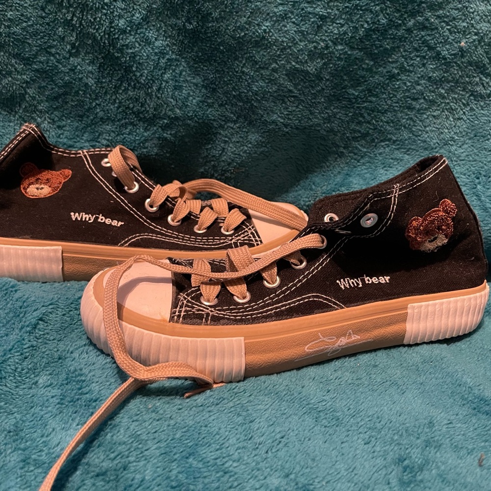 Black and Tan High-Top Sneakers